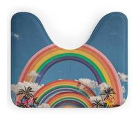 DWVSFJM Beautiful World Tapis de toilette en forme de U arc-en-ciel 40,6 x 50,8 cm, absorbant l'eau, séchage rapide, antidérapant, facile à nettoyer, pour baignoire, évier