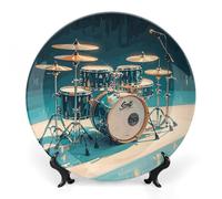 DWVSFJM Ensemble de tambours en porcelaine anglaise avec présentoir - Assiette décorative en céramique - Assiette ronde en porcelaine - Artisanat pour décoration murale - 20,3 cm