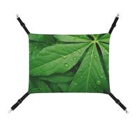 DWVSFJM Hamac à motif feuilles vertes pour chat, animal domestique, lit doux à suspendre avec sangles réglables et crochets en métal, tapis chaud à suspendre pour chats, petits chiens, lapins
