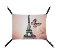 DWVSFJM Hamac à suspendre pour chat et chat avec motif Paris et papillon - Lit doux pour chats, lapins ou autres petits animaux