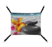 DWVSFJM Hamac pour chat avec fleurs tropicales et pierre zen - Lit doux à suspendre avec sangles réglables et crochets en métal - Tapis chaud à suspendre pour chats, petits chiens, lapins