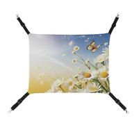 DWVSFJM Hamac pour chat et chat avec sangles réglables et crochets en métal Motif camomille et papillons
