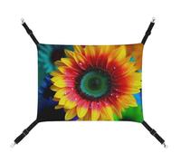 DWVSFJM Hamac pour chat et chat avec sangles réglables et crochets en métal - Motif tournesol arc-en-ciel
