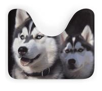 DWVSFJM Husky Dog Tapis de toilette en forme de U 40,6 x 50,8 cm, absorbant l'eau, séchage rapide, antidérapant, facile à nettoyer, pour baignoire, évier