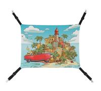 DWVSFJM Island of Cuba Hamac pour chat et animal domestique, lit doux à suspendre avec sangles réglables et crochets en métal, tapis chaud à suspendre pour chats, petits chiens, lapins