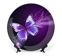 DWVSFJM Jolie assiette décorative en porcelaine anglaise avec support de présentation - Assiette décorative ronde en porcelaine - 25,4 cm
