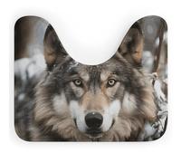 DWVSFJM Lmage of Wolf in the Snow Tapis de toilette en forme de U 40,6 x 50,8 cm, absorbant l'eau, séchage rapide, antidérapant, facile à nettoyer, pour baignoire, évier