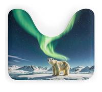 DWVSFJM Northern Lights Tapis de toilette en forme de U avec ours polaire 40,6 x 50,8 cm, absorbant l'eau, séchage rapide, antidérapant, facile à nettoyer, pour baignoire, évier