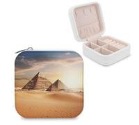 DWVSFJM Petite boîte à bijoux de voyage en cuir synthétique avec pyramide égyptienne dans le désert, organiseur de bijoux portable pour bagues, boucles d'oreilles, colliers, cadeaux pour femme
