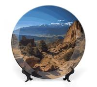 DWVSFJM Pikes Peak Colorado Assiette décorative en porcelaine anglaise avec support de présentation Assiette décorative en porcelaine ronde pour décoration murale 25,4 cm
