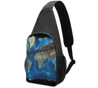 DWVSFJM Sac à dos à bandoulière avec carte du monde - Sac à dos de sport, randonnée, sac à bandoulière décontracté pour homme et femme, blanc, One Size