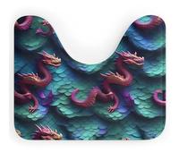 DWVSFJM Tapis de toilette 3D en forme de U avec écailles de dragon magiques, 40,6 x 50,8 cm, absorbant l'eau, séchage rapide, antidérapant, facile à nettoyer, pour baignoire, évier