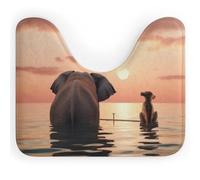 DWVSFJM Tapis de toilette éléphant et chien en forme de U 40,6 x 50,8 cm, absorbant l'eau, séchage rapide, antidérapant, facile à nettoyer, pour baignoire, évier