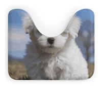 DWVSFJM Tapis de toilette en forme de U à motif bichon frisé 40,6 x 50,8 cm, absorbant l'eau, séchage rapide, antidérapant, facile à nettoyer, pour baignoire, évier