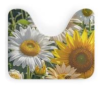 DWVSFJM Tapis de toilette en forme de U absorbant l'eau, séchage rapide, antidérapant, facile à nettoyer, pour baignoire, évier, motif tournesol, marguerite, rose, 40,6 x 50,8 cm