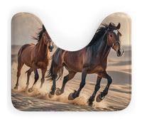 DWVSFJM Tapis de toilette en forme de U avec chevaux qui courent dans le sable, 40,6 x 50,8 cm, absorbant l'eau, séchage rapide, antidérapant, facile à nettoyer, pour baignoire, évier