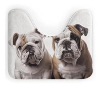 DWVSFJM Tapis de toilette en forme de U avec deux adorables bouledogues 40,6 x 50,8 cm, absorbant l'eau, séchage rapide, antidérapant, facile à nettoyer, pour baignoire, évier