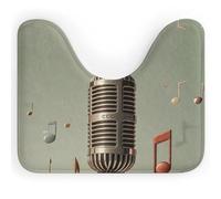 DWVSFJM Tapis de toilette en forme de U avec microphone et note de musique, 40,6 x 50,8 cm, absorbant l'eau, séchage rapide, antidérapant, facile à nettoyer, pour baignoire, évier
