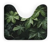 DWVSFJM Tapis de toilette en forme de U avec motif feuilles vertes, 40,6 x 50,8 cm, absorbant l'eau, séchage rapide, antidérapant, facile à nettoyer, pour baignoire, évier
