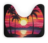 DWVSFJM Tapis de toilette en forme de U avec motif palmier, coucher de soleil, 40,6 x 50,8 cm, absorbant l'eau, séchage rapide, antidérapant, facile à nettoyer, pour baignoire, évier