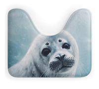 DWVSFJM Tapis de toilette en forme de U avec peinture de phoque du Groenland 40,6 x 50,8 cm, absorbant l'eau, séchage rapide, antidérapant, facile à nettoyer, pour baignoire, évier