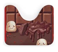 DWVSFJM Tapis de toilette en forme de U de dessin animé chocolat 40,6 x 50,8 cm, absorbant l'eau, séchage rapide, tapis de sol antidérapant et facile à nettoyer pour baignoire, évier