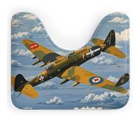 DWVSFJM Tapis de toilette en forme de U en forme d'avion de la Seconde Guerre mondiale, 40,6 x 50,8 cm, absorbant l'eau, séchage rapide, antidérapant, facile à nettoyer, pour baignoire, évier
