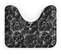 DWVSFJM Tapis de toilette en forme de U en forme de tête de mort, pivoine, noir, 40,6 x 50,8 cm, absorbant l'eau, séchage rapide, tapis de sol antidérapant et facile à nettoyer pour baignoire, évier