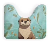 DWVSFJM Tapis de toilette en forme de U mignon loutre de dessin animé, 40,6 x 50,8 cm, absorbant l'eau, séchage rapide, tapis de sol antidérapant et facile à nettoyer pour baignoire, évier