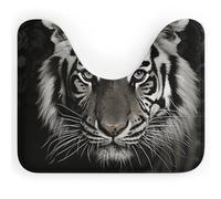 DWVSFJM Tapis de toilette en forme de U motif tigre noir et blanc, 40,6 x 50,8 cm, absorbant l'eau, séchage rapide, tapis de sol antidérapant et facile à nettoyer pour baignoire, évier