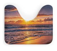 DWVSFJM Tapis de toilette en forme de U pour plage, coucher de soleil et vagues - 40,6 x 50,8 cm - Absorbant l'eau - Séchage rapide - Antidérapant et facile à nettoyer - Pour baignoire, évier