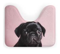 DWVSFJM Tapis de toilette mignon en forme de U carlin noir, 40,6 x 50,8 cm, absorbant l'eau, séchage rapide, tapis de sol antidérapant et facile à nettoyer pour baignoire, évier