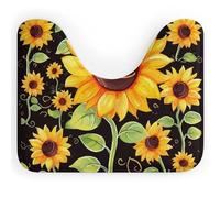 DWVSFJM Tapis de toilette mignon en forme de U en forme de tournesol, 40,6 x 50,8 cm, absorbant l'eau, séchage rapide, antidérapant, facile à nettoyer, pour baignoire, évier