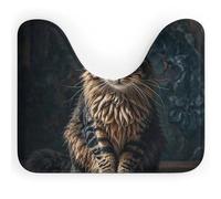 DWVSFJM Tapis de toilette mignon et charmant en forme de U en forme de chat, 40,6 x 50,8 cm, absorbant l'eau, séchage rapide, antidérapant, facile à nettoyer, pour baignoire, évier