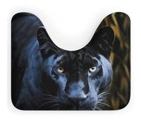 DWVSFJM Tapis de toilette Panther aux yeux bleus en forme de U, 40,6 x 50,8 cm, absorbant l'eau, séchage rapide, antidérapant, facile à nettoyer, pour baignoire, évier