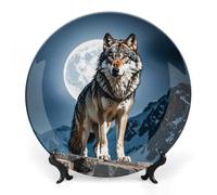 DWVSFJM Timberwolves Assiette décorative en porcelaine anglaise avec support de présentation - Assiette décorative ronde en porcelaine - 20,3 cm