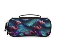 DWVSFJM Trousse à crayons en cuir PU étanche et portable avec fermeture éclair 3D Motif écailles de dragon magique Pour fournitures de bureau Trousse de maquillage