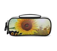 DWVSFJM Trousse à crayons en cuir PU étanche et portable avec fermeture éclair - Belle trousse à crayons tournesol pour fournitures de bureau