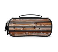 DWVSFJM Trousse à crayons en cuir PU étanche et portable avec fermeture éclair en bois pour fournitures de bureau, trousse de maquillage