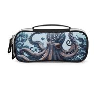 DWVSFJM Trousse à crayons en cuir PU étanche et portable avec fermeture éclair - En forme de pieuvre - Pour fournitures de bureau et maquillage