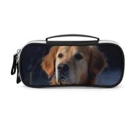 DWVSFJM Trousse à crayons en cuir PU étanche et portable avec fermeture éclair Golden Retriever pour fournitures de bureau Trousse de maquillage