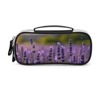 DWVSFJM Trousse à crayons en cuir PU étanche et portable avec fermeture éclair - Lavande et papillons - Trousse à crayons pour fournitures de bureau