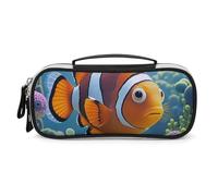 DWVSFJM Trousse à crayons en cuir PU étanche et portable avec fermeture éclair Motif clown de dessin animé Poisson Trousse à crayons pour fournitures de bureau Trousse de maquillage