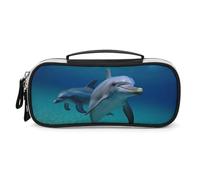 DWVSFJM Trousse à crayons en cuir PU étanche et portable avec fermeture éclair Motif dauphins