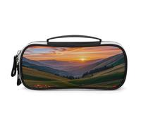 DWVSFJM Trousse à crayons en cuir PU étanche et portable avec fermeture éclair - Motif nuage - Jardin au coucher du soleil - Trousse de maquillage pour fournitures de bureau