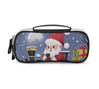 DWVSFJM Trousse à crayons en cuir PU étanche et portable avec fermeture éclair Motif train du Père Noël Trousse à crayons pour fournitures de bureau Trousse de maquillage