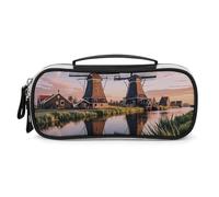 DWVSFJM Trousse à crayons en cuir PU étanche et portable avec fermeture éclair - Moulin à vent hollandais - Trousse à crayons pour fournitures de bureau