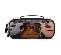 DWVSFJM Trousse à crayons en cuir PU étanche et portable avec fermeture éclair pour guitare, trousse de maquillage pour fournitures de bureau