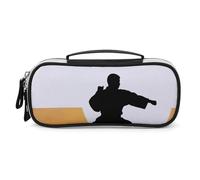 DWVSFJM Trousse à crayons en cuir PU étanche et portable avec fermeture éclair Silhouette de karaté pour fournitures de bureau Trousse de maquillage