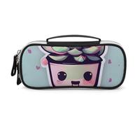 DWVSFJM Trousse à crayons en cuir PU étanche et portable avec fermeture éclair souriante pour plantes grasses, trousse de maquillage pour fournitures de bureau